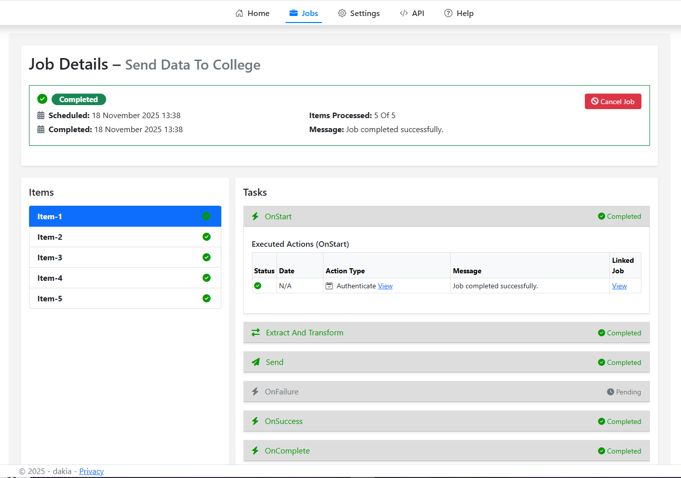 Dakia Monitoring Screenshot